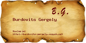 Burdovits Gergely névjegykártya